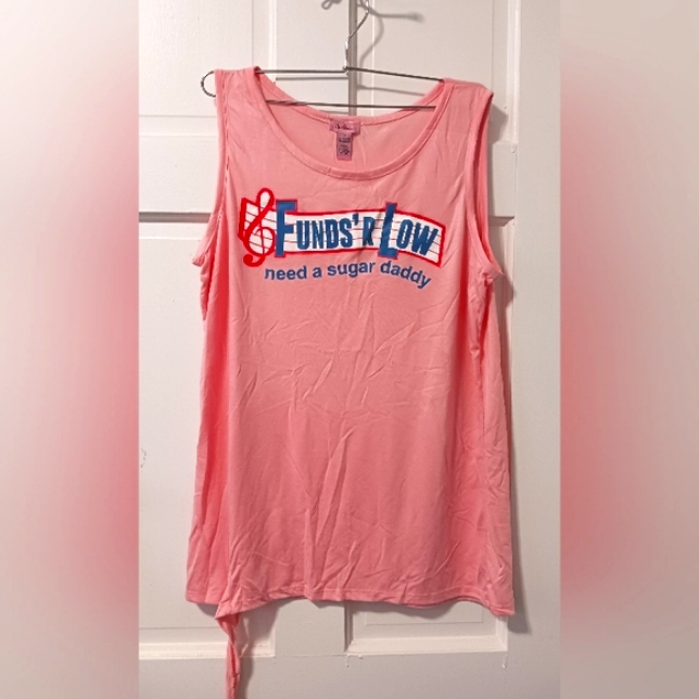 Funds R' Low Need A Sugar Daddy Pink Tank, Sz 1x New, No Tags
